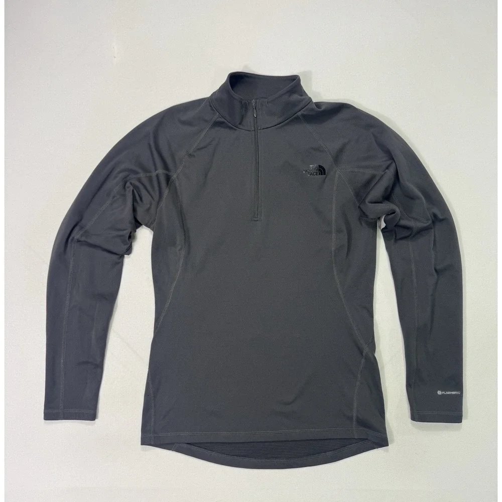 The North Face FlashDry 1/4 Zip Pullover Men's Small Gray Active Long Sleeve